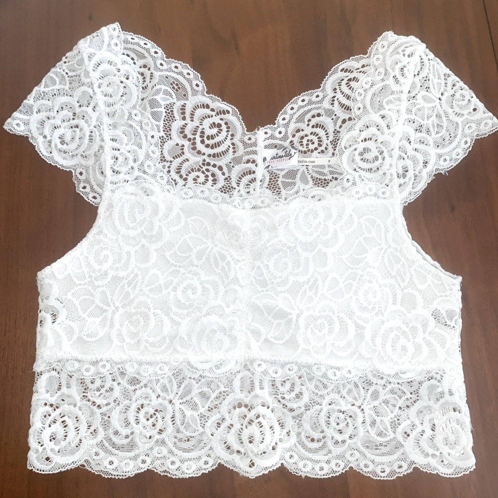 Intimately Free People Chase Me Lace Brami Bralette Cami Tank White Women’s XS